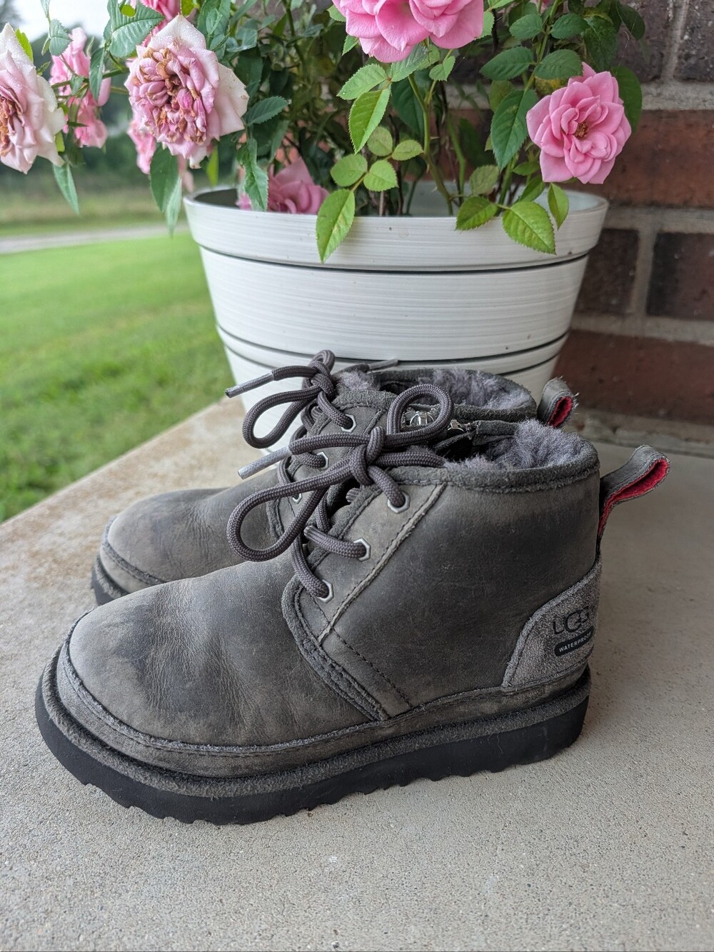 🥰EUC UGG Australia Neumel II Waterproof Lace Up Suede/Sherpa Ankle Boots, 12K
